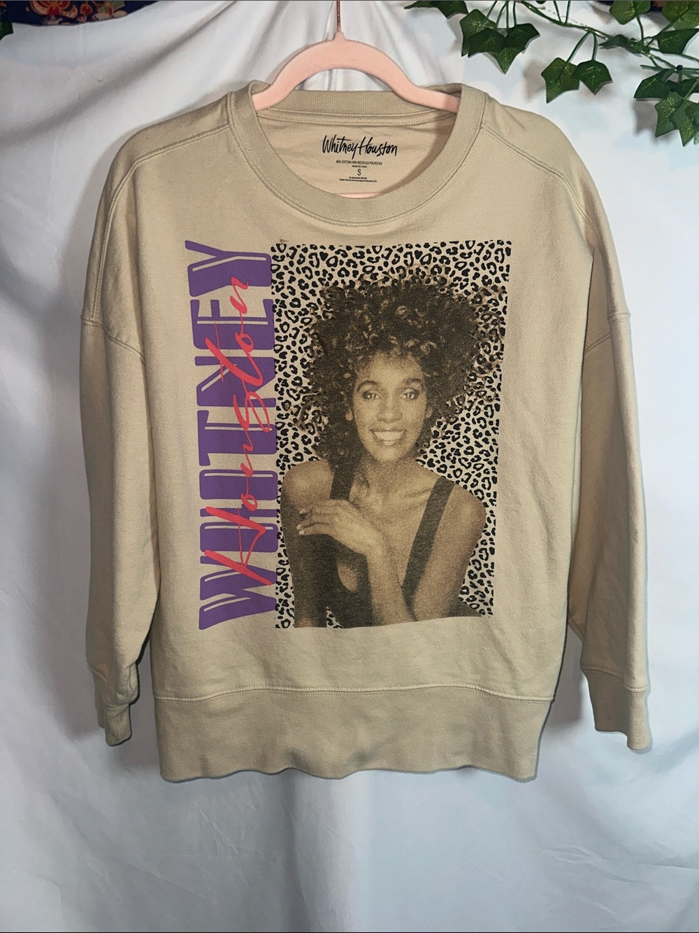 Whitney Houston Beige Graphic Crewneck Sweatshirt